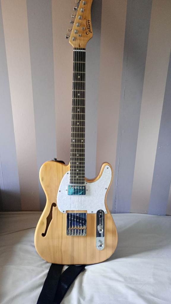 Glarry Semi-Hollow Electric Guitar – Natural Wood Finish