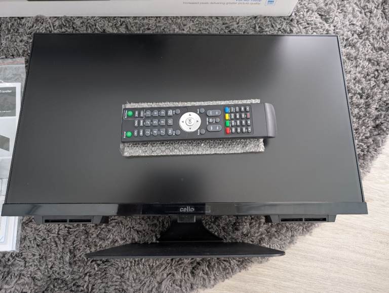 Cello 22 inch 12v and mains colour TV with built in DVD Player