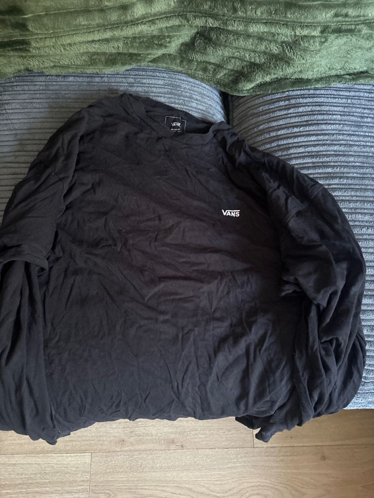 Vans Black Long Sleeve T-Shirt – Cotton, Good Condition