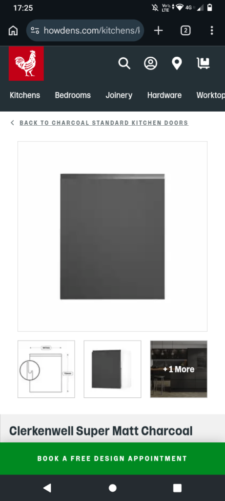 Howdens Matt Charcoal Kitchen Door – New