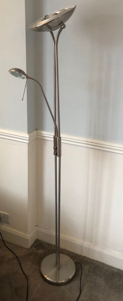 Floor lamp and up-lighter (silver metal)