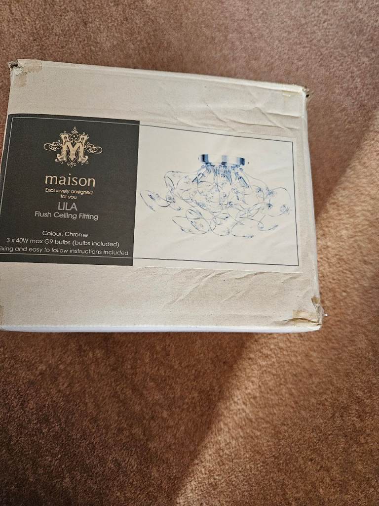Maison Lila 3 Light Chrome Flush Ceiling Light - NEW + Bulbs  