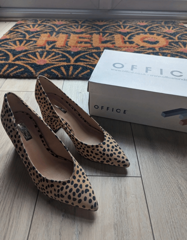 OFFICE  Leopard Print Court Shoes / Low Block Heels - Pointed Toe - Size 3