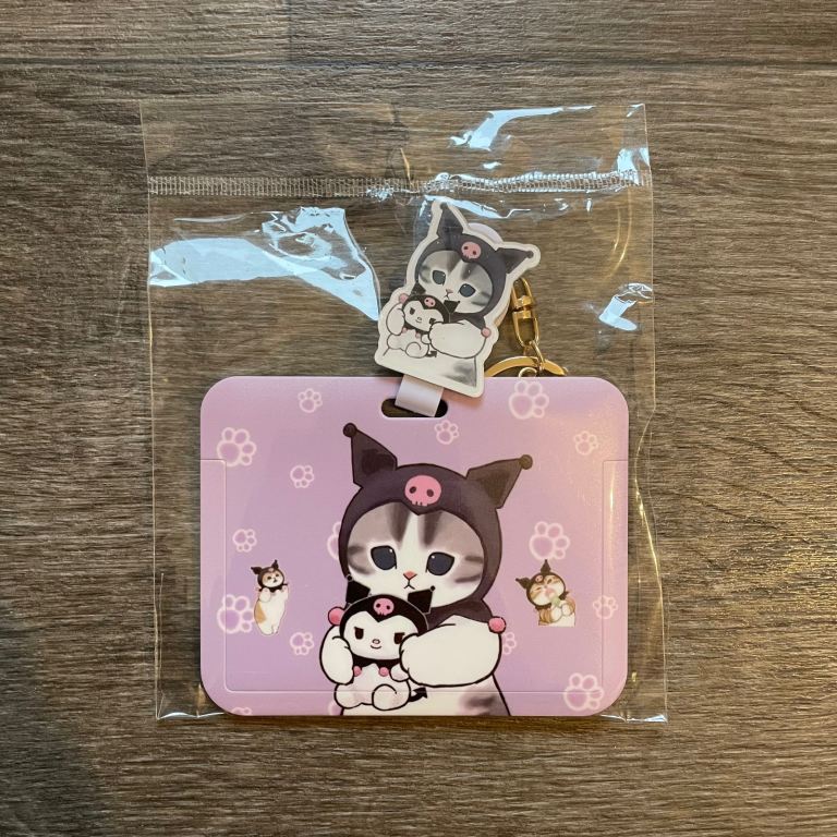 Mofusand Cat x Sanrio Kuromi Retractable Card Holder Bus Card Student Card Holder Keychain Keyring