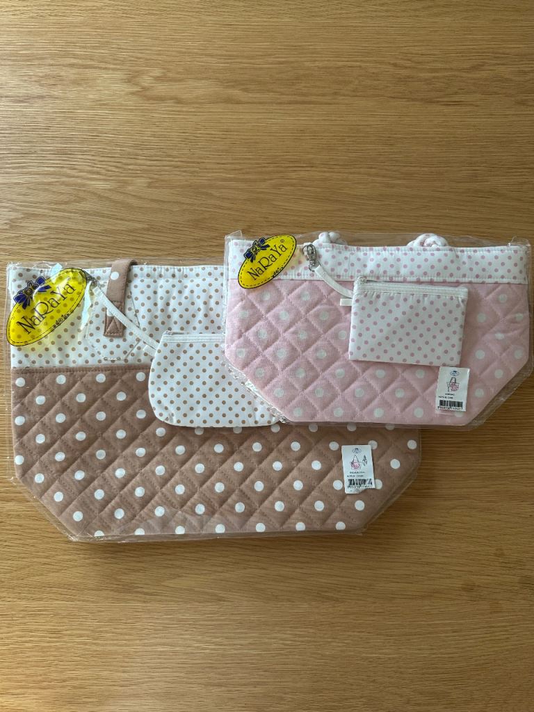 New brown and pink polka dot shoulder bag