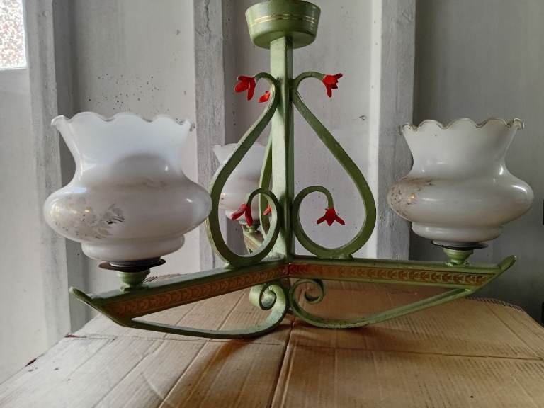 image for Antique Vintage - Chandelier - Pendant - Light - Solid Steel - Globe Light - Ceiling Light