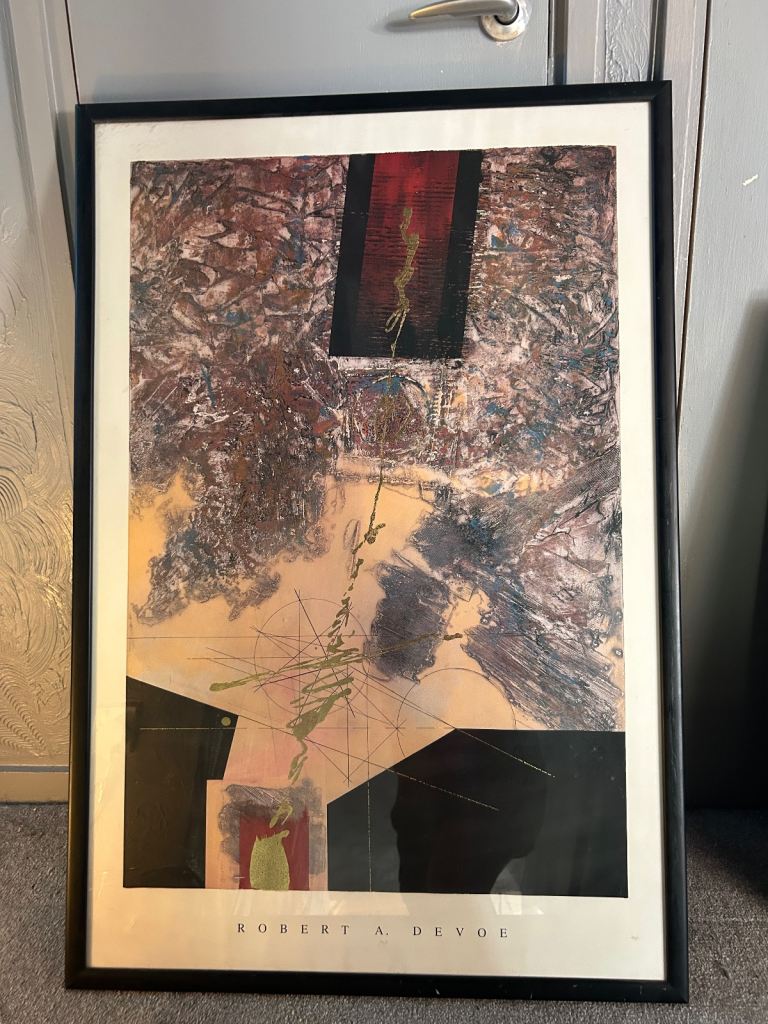 Large framed Robert A Devoe abstract print