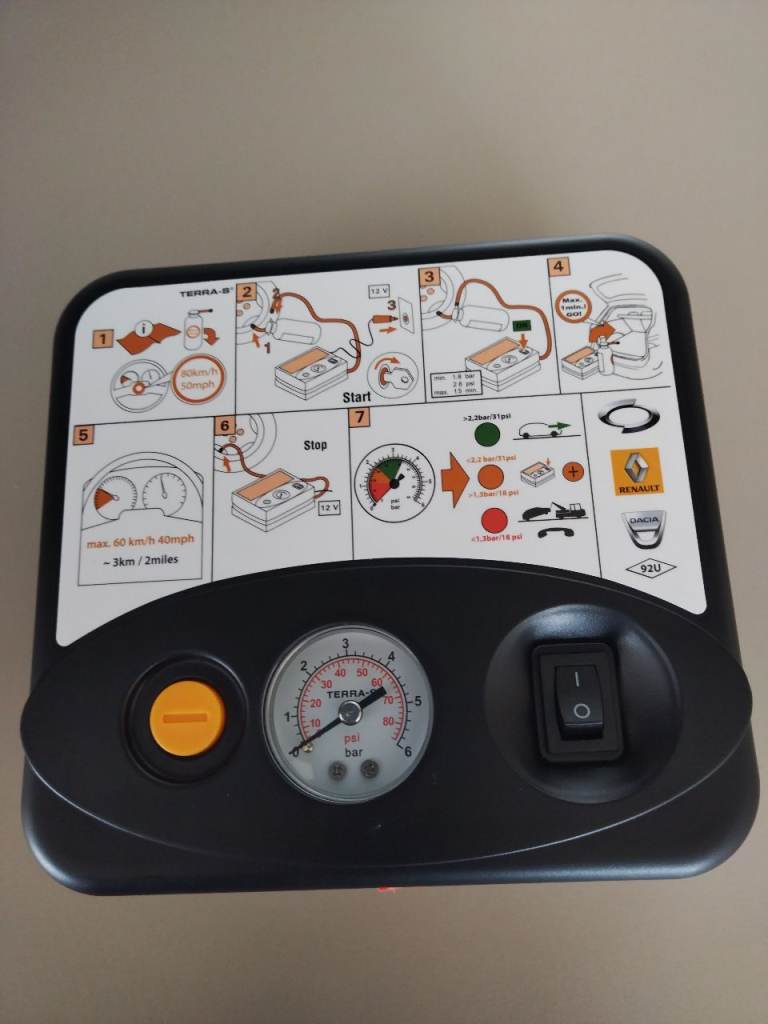 12 volt Car tyre inflator with puncture repair sealant 