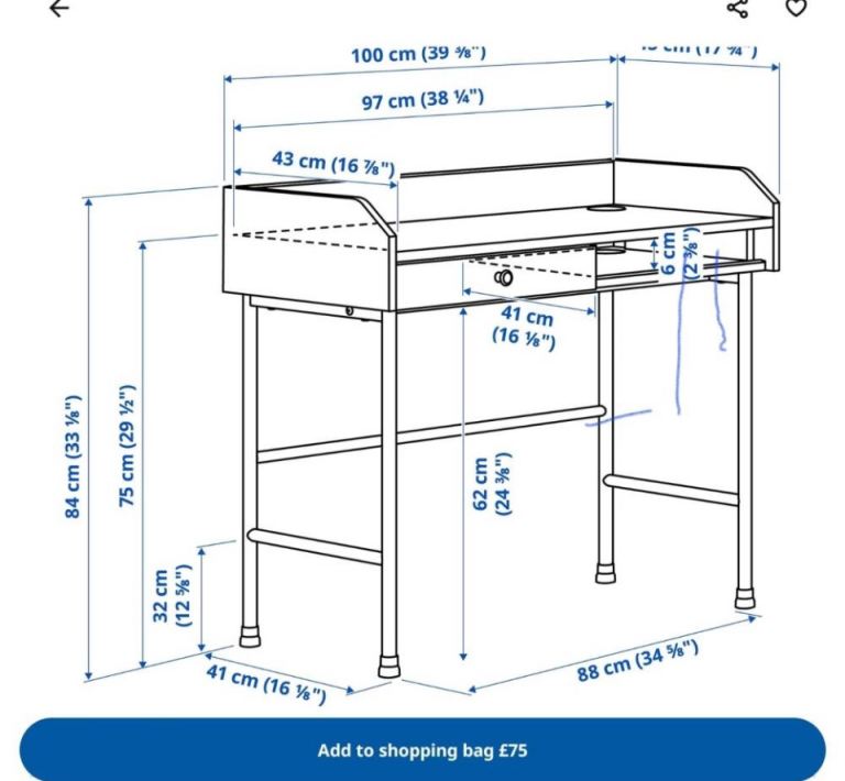 IKEA Hauga desk with chair and desk lamp 
