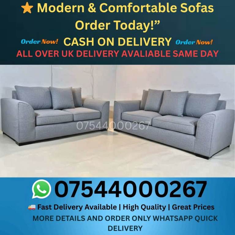 New Luxury Fabric Sofa | Comfortable & Stylish | Free Delivery