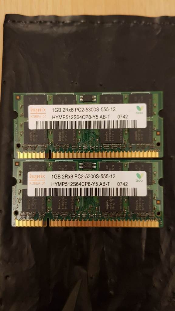 Notebook memory 2 GB (2 x 1GB) PC2-5300S