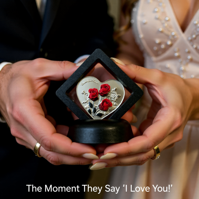 Heart Shaped Love Coin Gift “I Love You” Roses Design Christmas Gift Valentine’s Day Girlfriend Wife