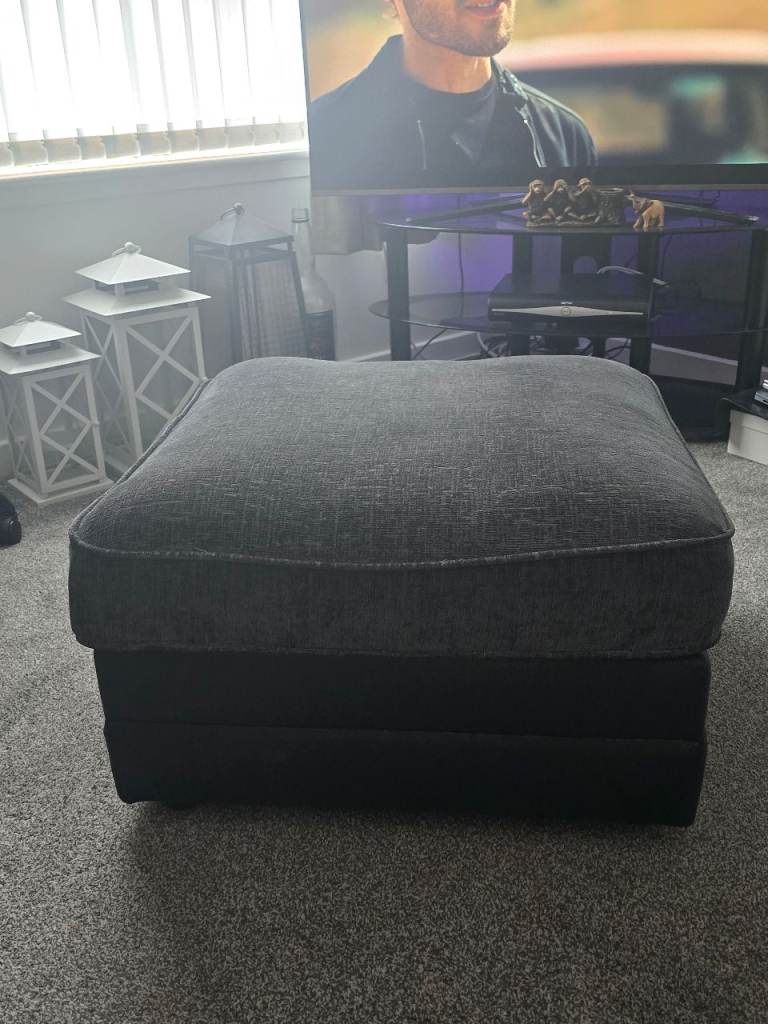 Large grey / black pouffe seat