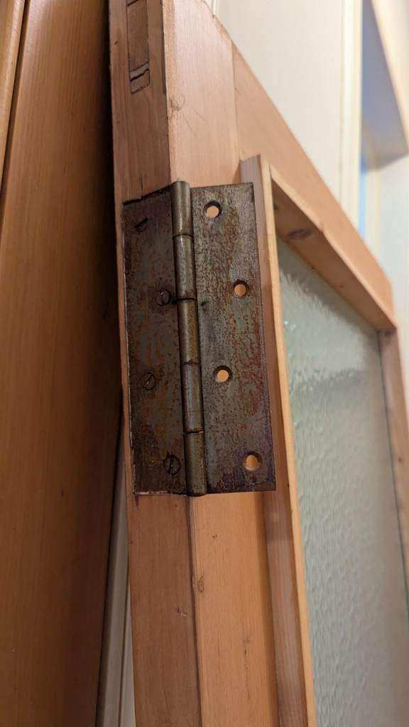 Pine door with glass panel