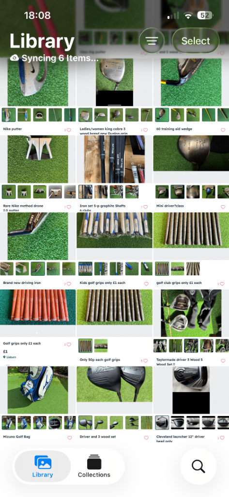 Golf clubs grips and bag 