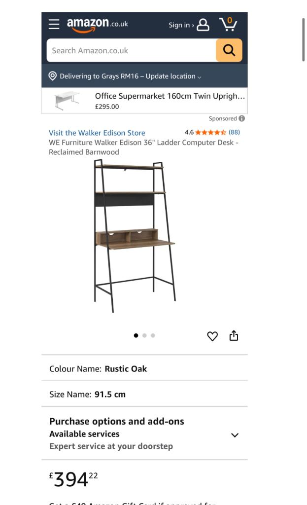 Walker Edison Ladder Computer Desk - Reclaimed Barnwood - open to offers!