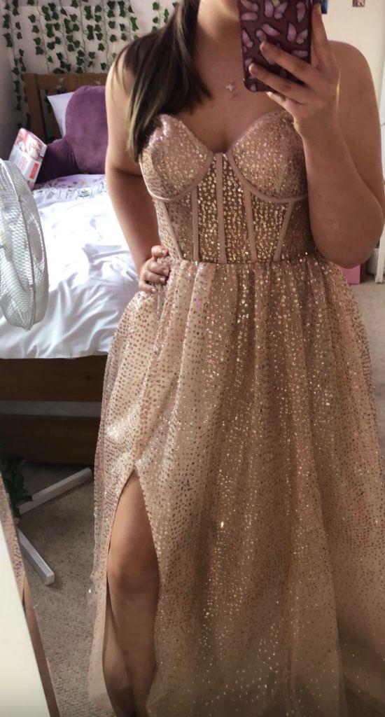 Corset Champagne Prom Dress🤍🎀