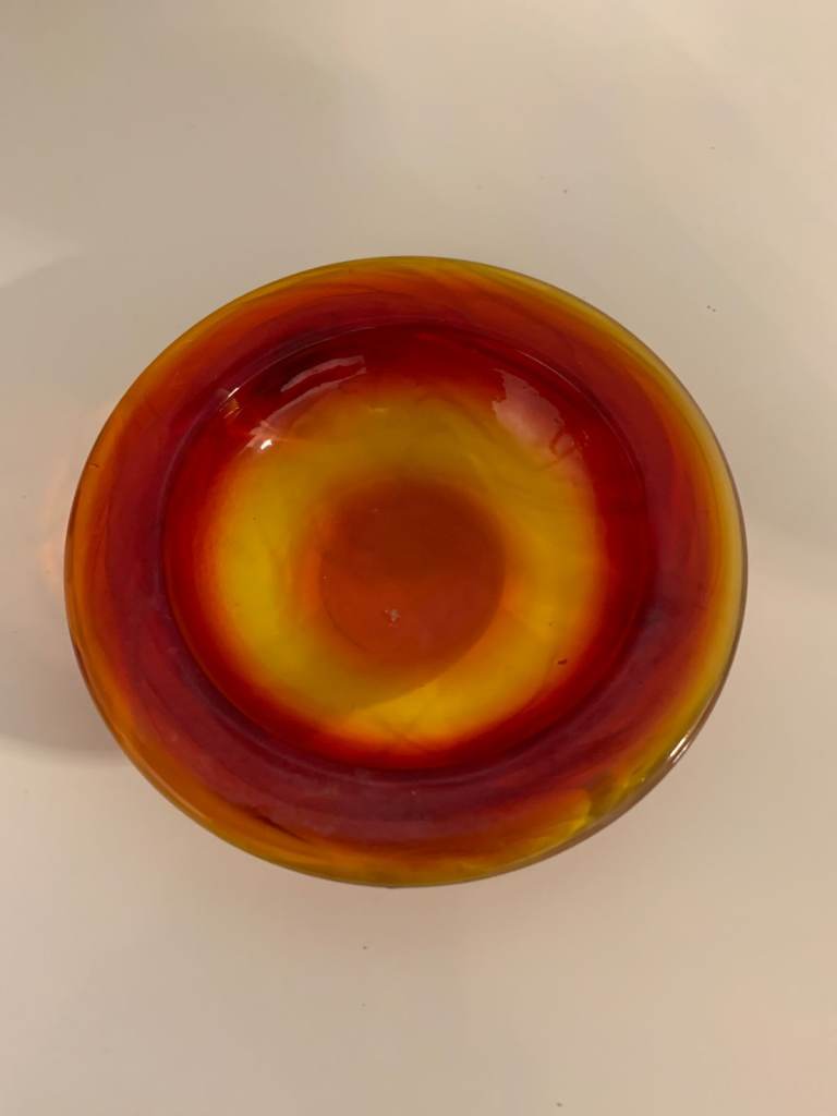 Vintage Glass tortoise bowls Golden Amber Glass Geode Bowl 12.5cm 