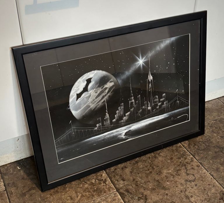Framed Batman Gotham City skyline print