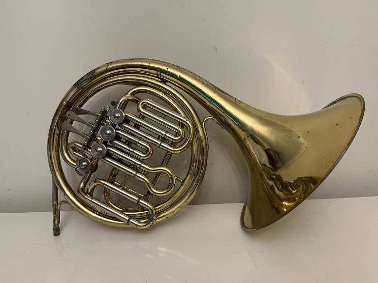 Beautiful Vintage Brass 'Anborg Como' French Horn & Case - Staffordshire CC Band