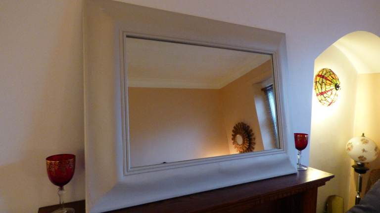 Large Contemporary Light Cream Wall Mirror 107 cm x 77 cm 