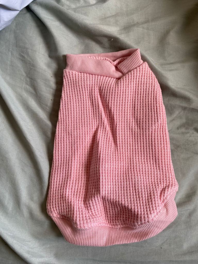 Pink jumper and clothes for small dog 
