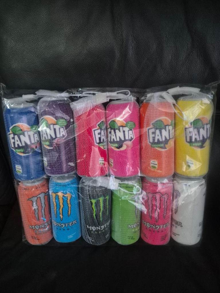 New Fanta & Monster Energy slow rising squishy Cans