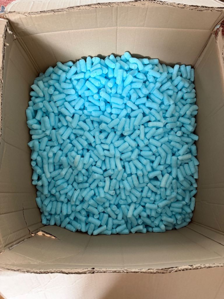 FREE Large Cardboard Box with Blue Packing Peanuts