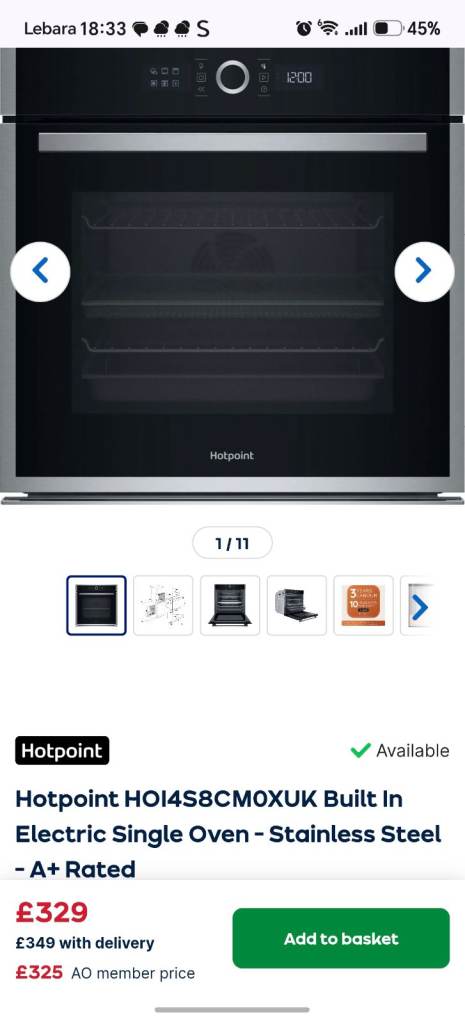 Hotpoint Built-In Electric Single Oven - Like new