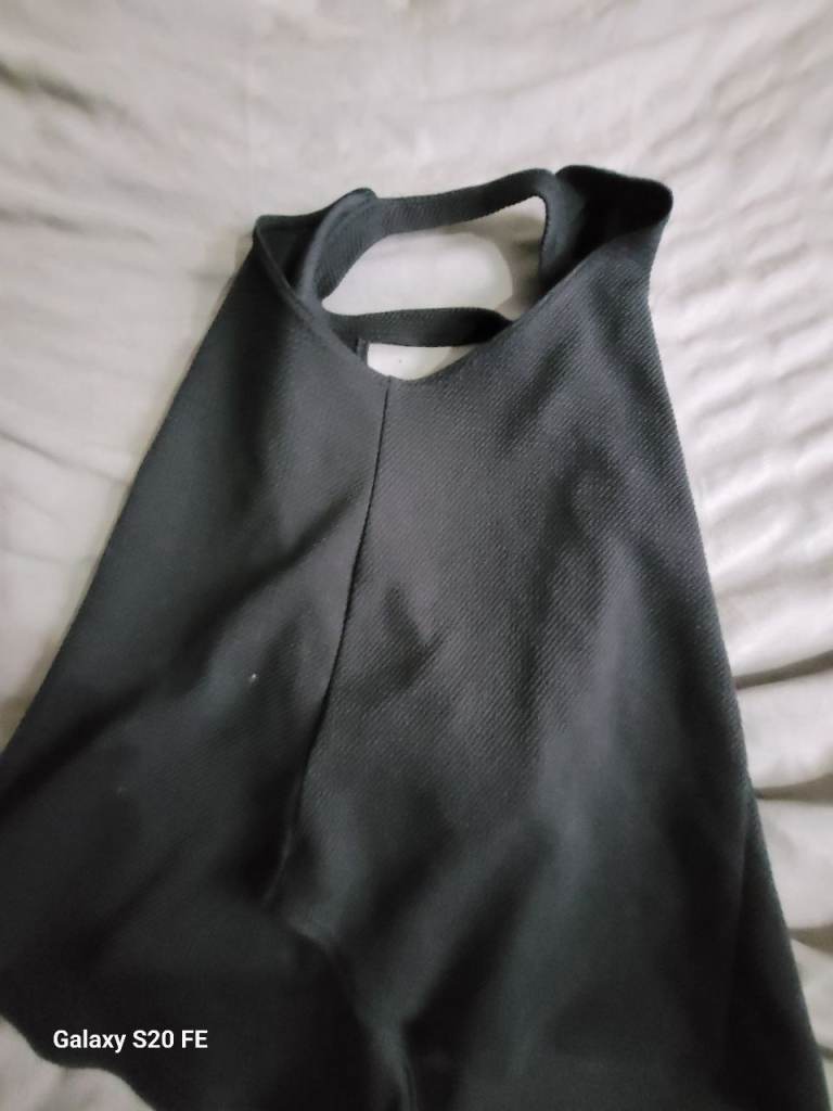  Open to Offers! Boohoo uk 12 Black Halter Neck Overlay Dress Mini - Preloved Deal! 👗