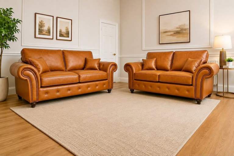 🏠 Quality Brand New Oakland Corner Sofa & 3+2 Seater Real Leather Set 25% OFF Order Now