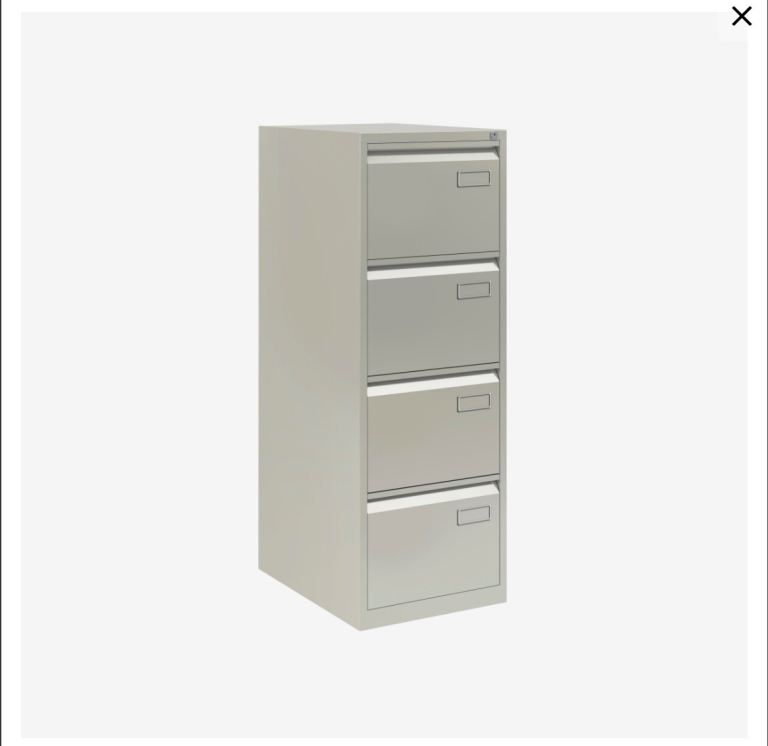 Bisley Grey Metal 4-Drawer Filing Cabinet