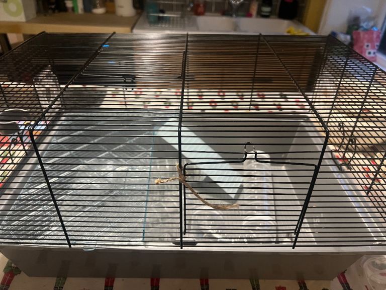 Large hamster cage with outside tunnel