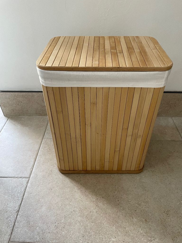 Bamboo Laundry Basket with Lid – Good Condition