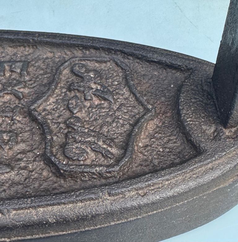 ANTIQUE FRENCH CAST IRON FLAT IRON, SAD IRON, A.M EXTRA FORT No4 - 1800s - WILL POST!