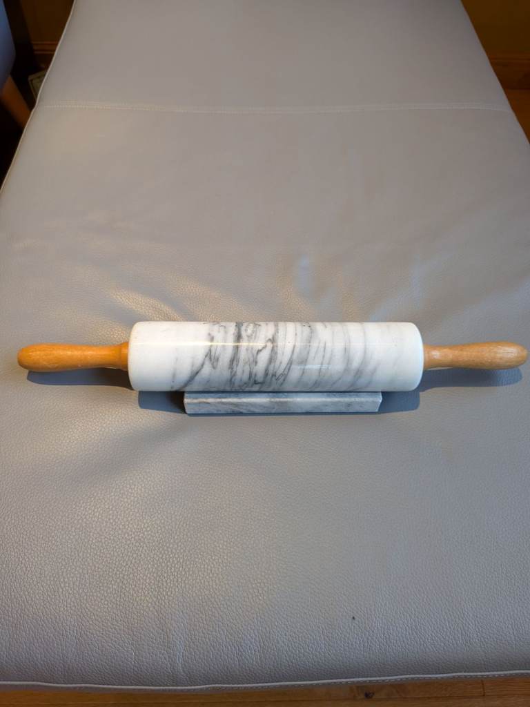 Marble Rolling Pin with Wooden Handles and Stand