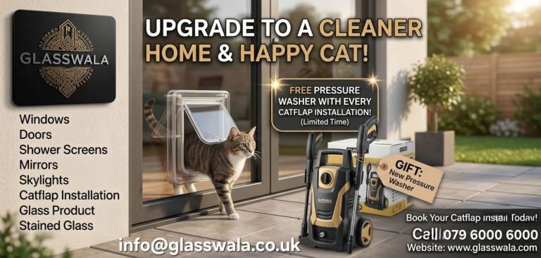 Catflap dog flap in glass brick or wood