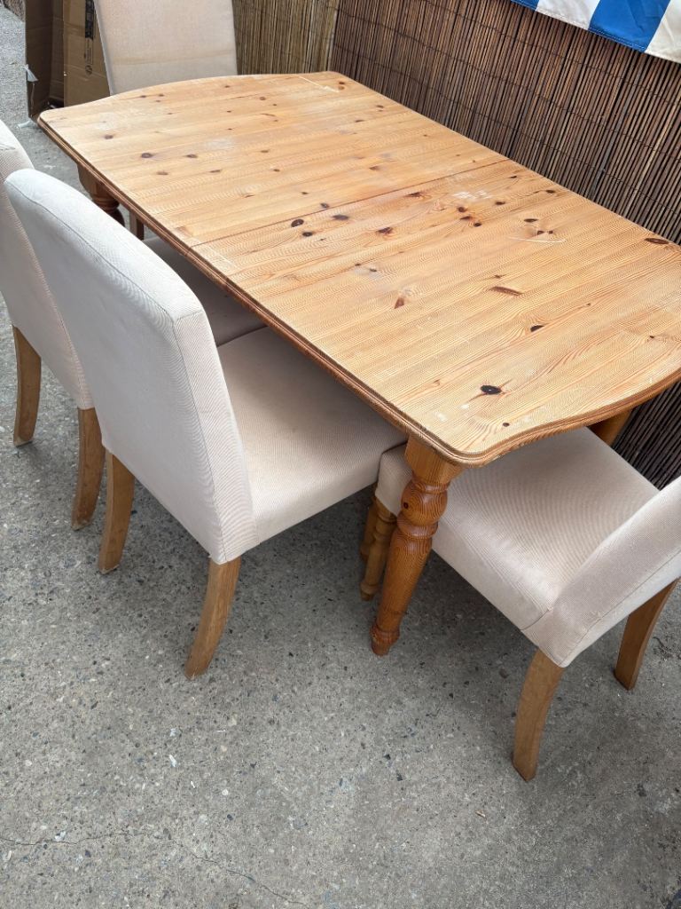 Pine Dining Table with 4 Chairs free to collect 