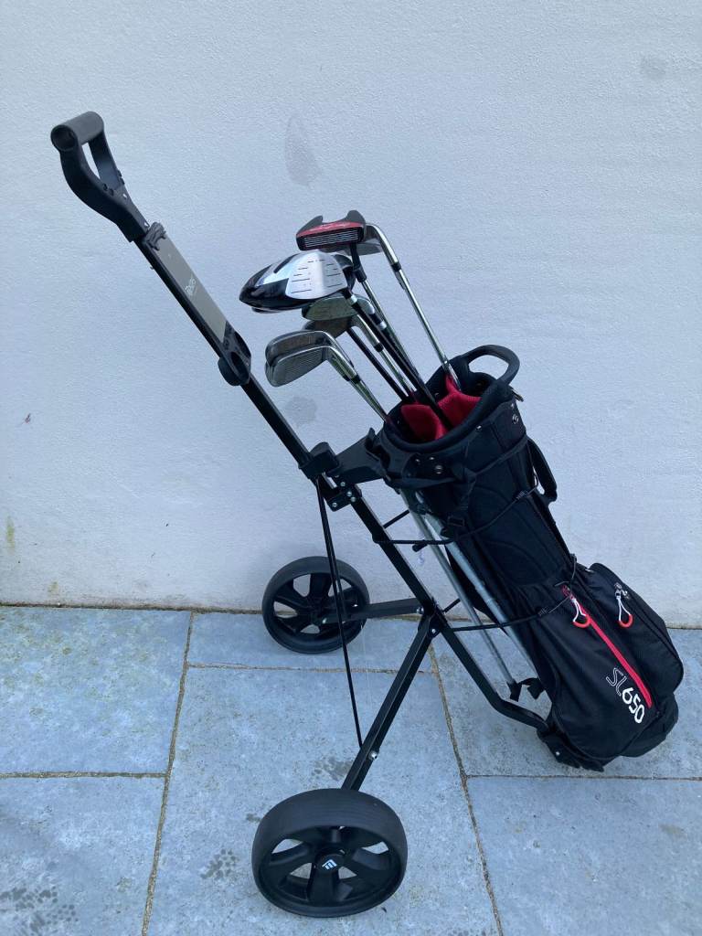 Left Handed MacGregor CG-3000 Golf club set, Masters Golf Bag and Trolley plus extras