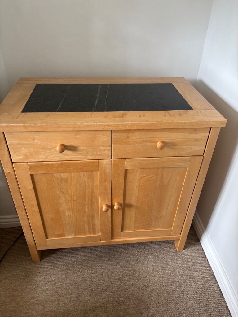 Wooden Sideboard with Black Marble Inset 
