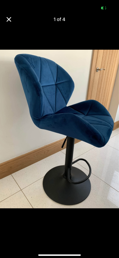 Blue Velvet Adjustable Bar Stool WOLTU 