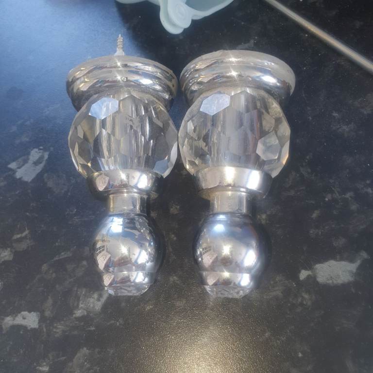 2 , Very Bling , Crystal & Chrome , Towel Rail Ends , No Bar  , VGC, Clean. 