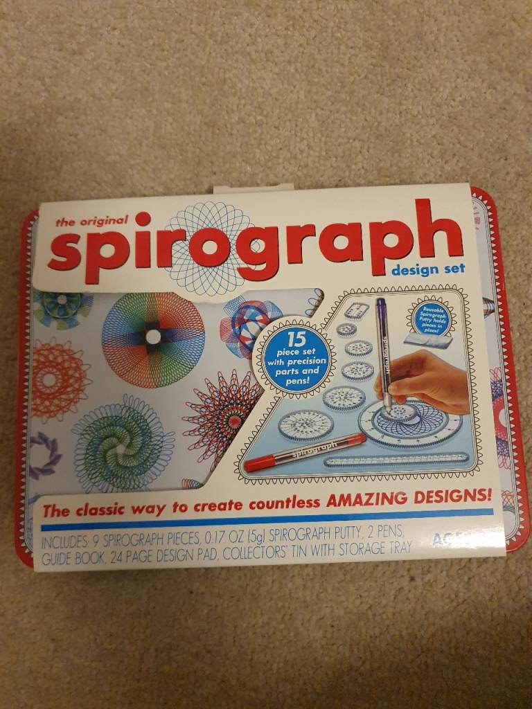 image for New unopened Spirograph 15 piece art design set in a handy carrying tin