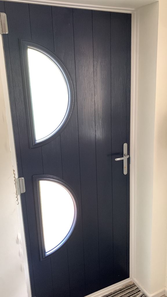 Composite Front Door – Blue with Glazed Panels