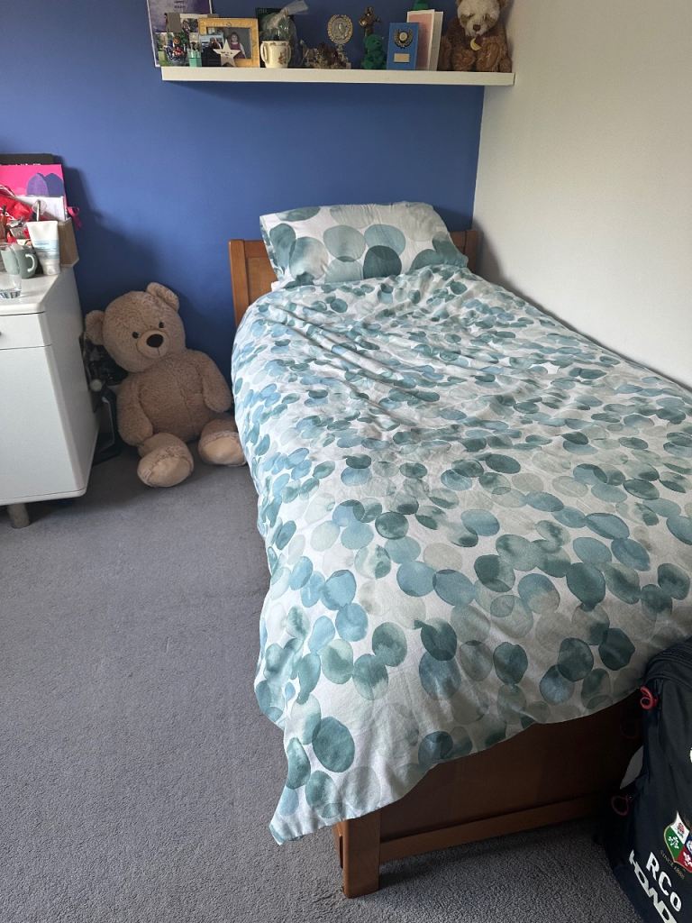 Single Wooden Bed Frame with Pull-Out Guest Bed – Good Condition