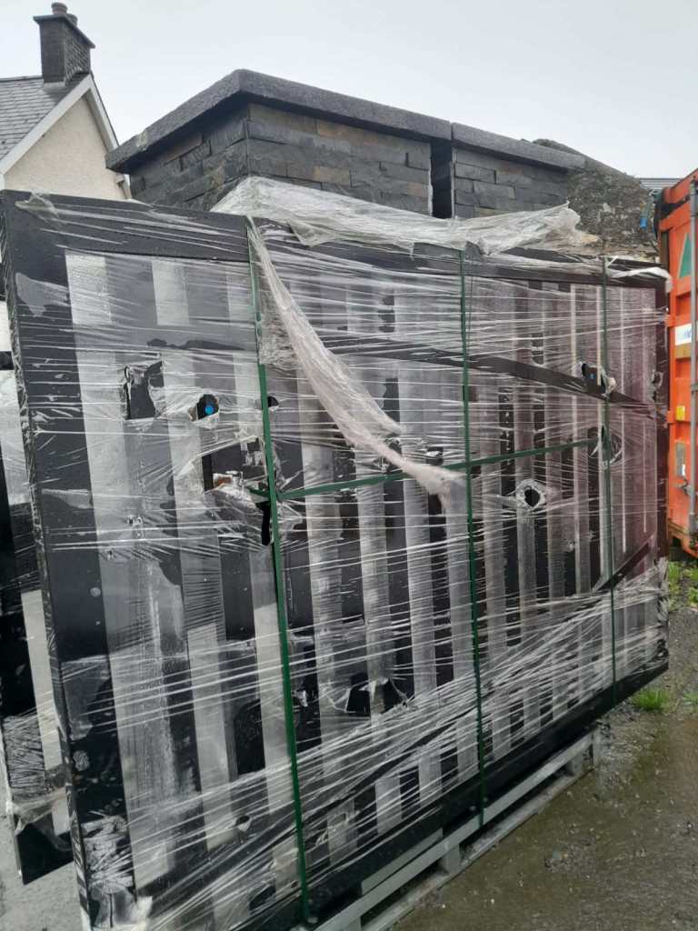 New Entrance Gates and Pre built stone cladded pillars