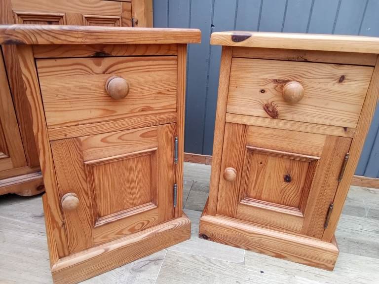 Stunning Handmade Pair of Pine Bedside Cabinets