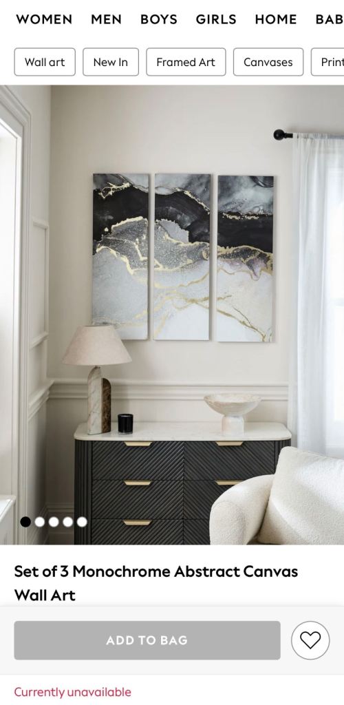 Set of 3 next wall art pictures - brand new 