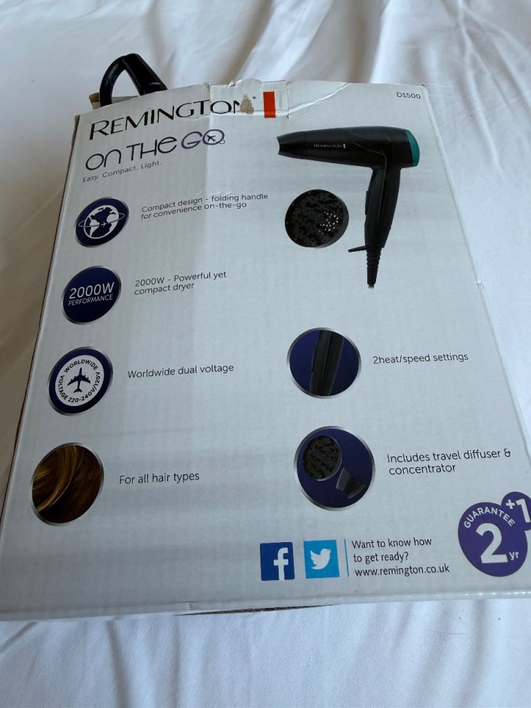 Remington On The Go D1500 Travel Hair Dryer - NEW