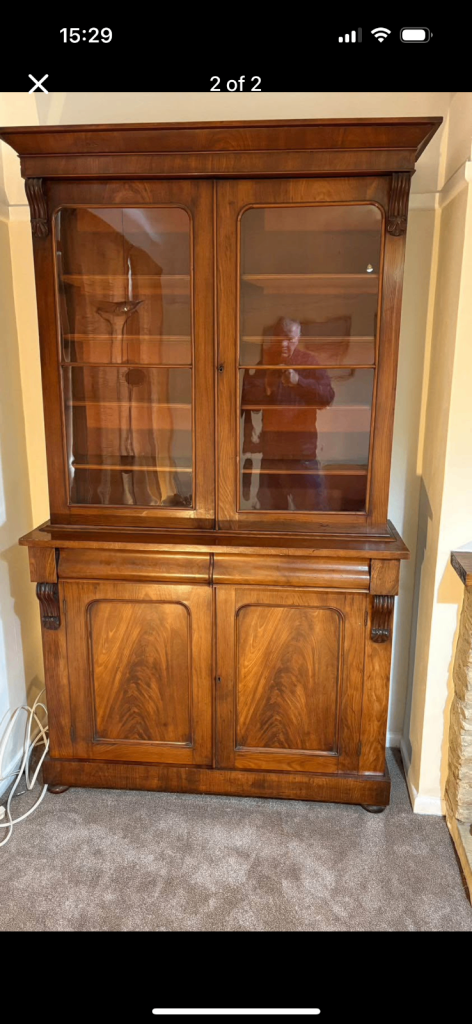 Victorian Mahogany Bookcase With Cupboard